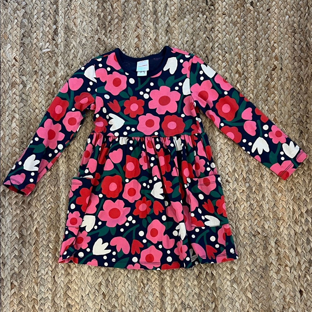 Hanna Anderson Floral Long Sleeve Kids Dress size 5 Worn Once EUC